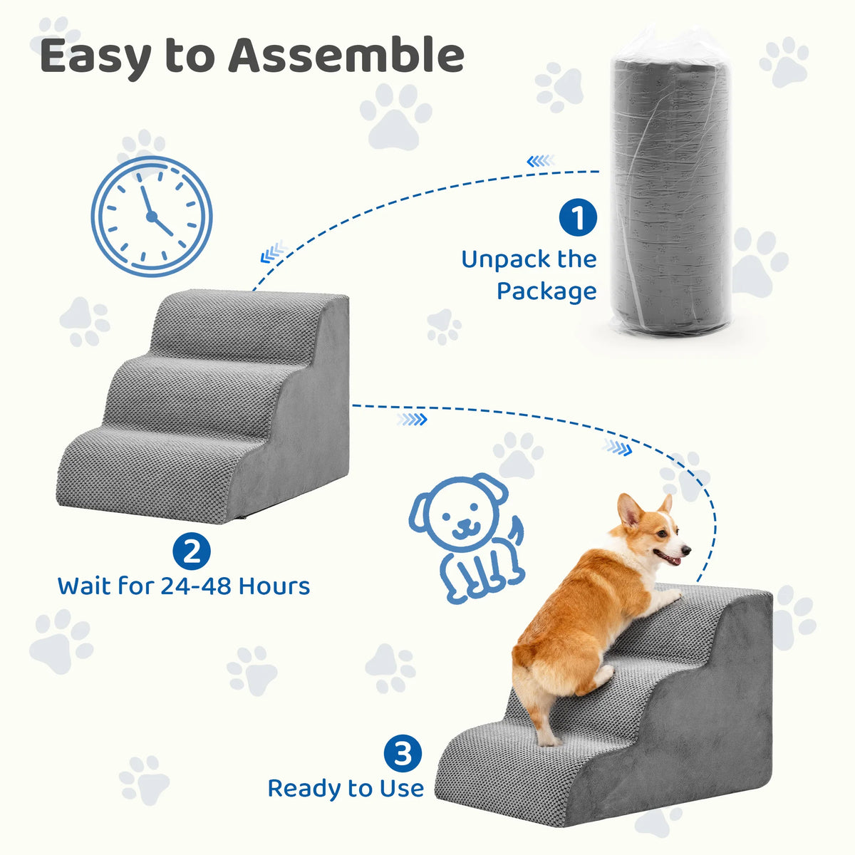 Curved Foam Dog Stairs With Non Slip Platform For Pets
