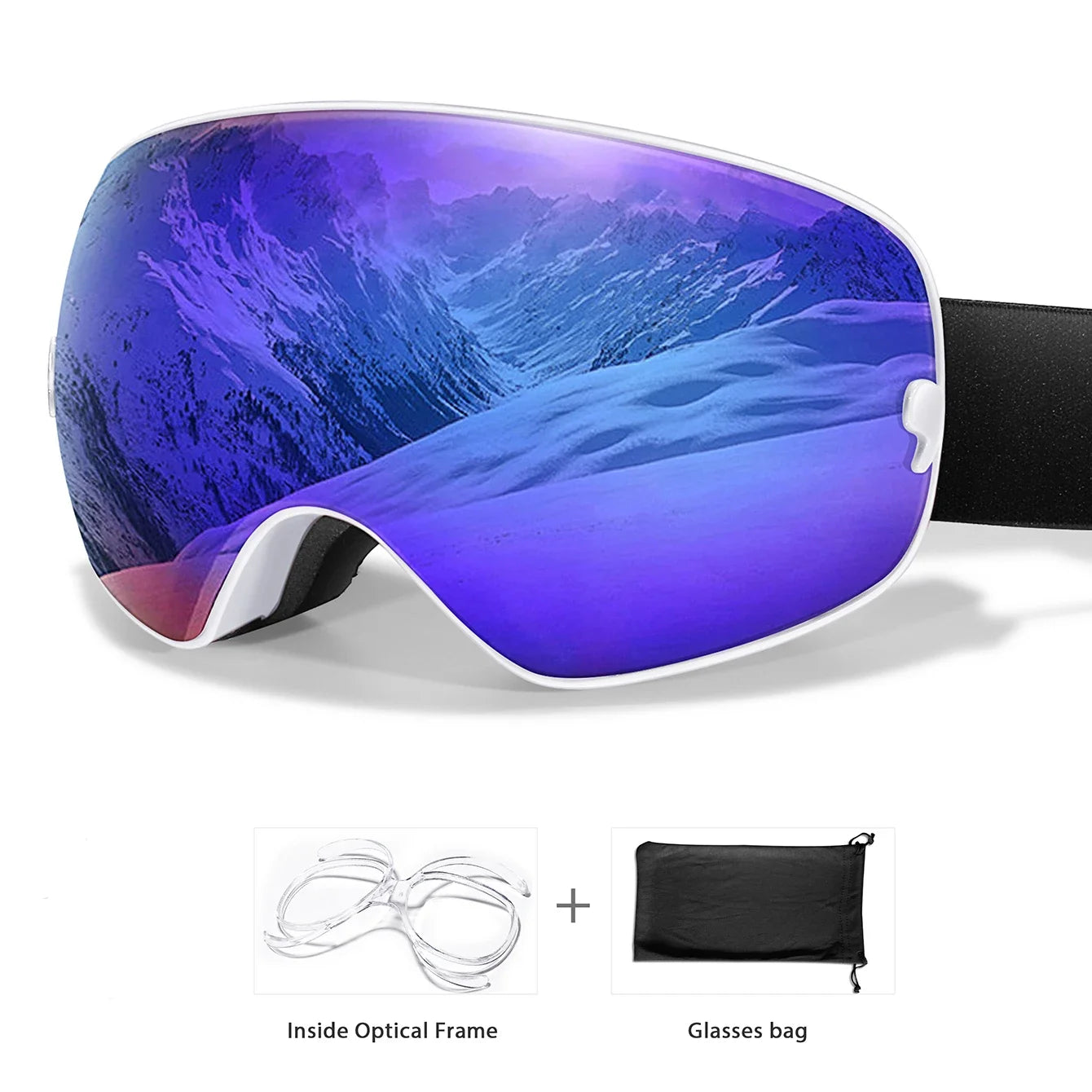UV400 Antifog Ski Goggles Polycarbonate Lens For Outdoor Sports