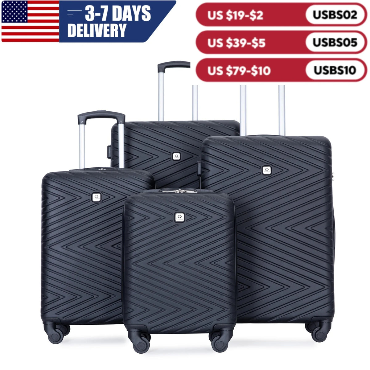 Travelhouse ABS Luggage Set With Spinner Wheels And TSA Lock