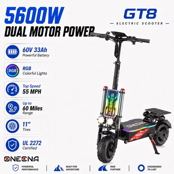 OneCna Gt7 Dual Motor Electric Scooter Featuring App Control