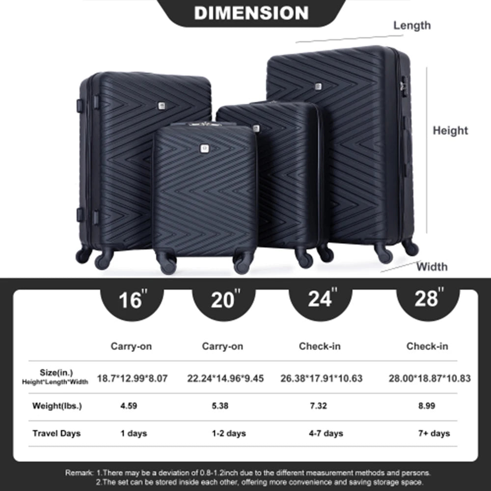 Travelhouse ABS Luggage Set With Spinner Wheels And TSA Lock