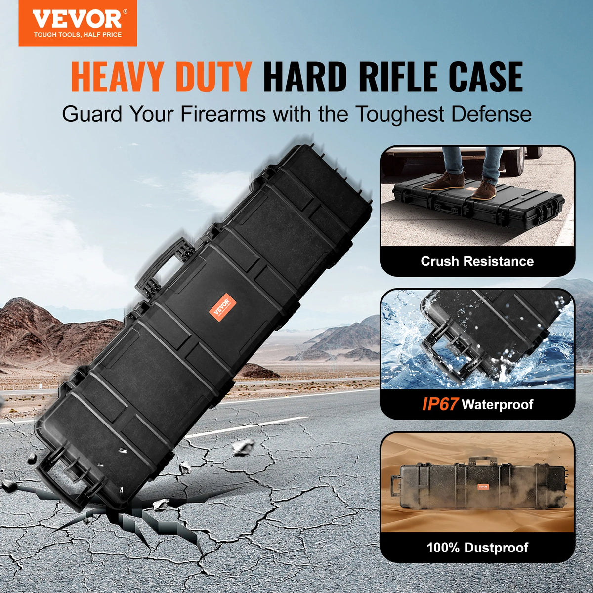 SucceBuy Shockproof Rifle Hard Case For Safe Long Gun Storage
