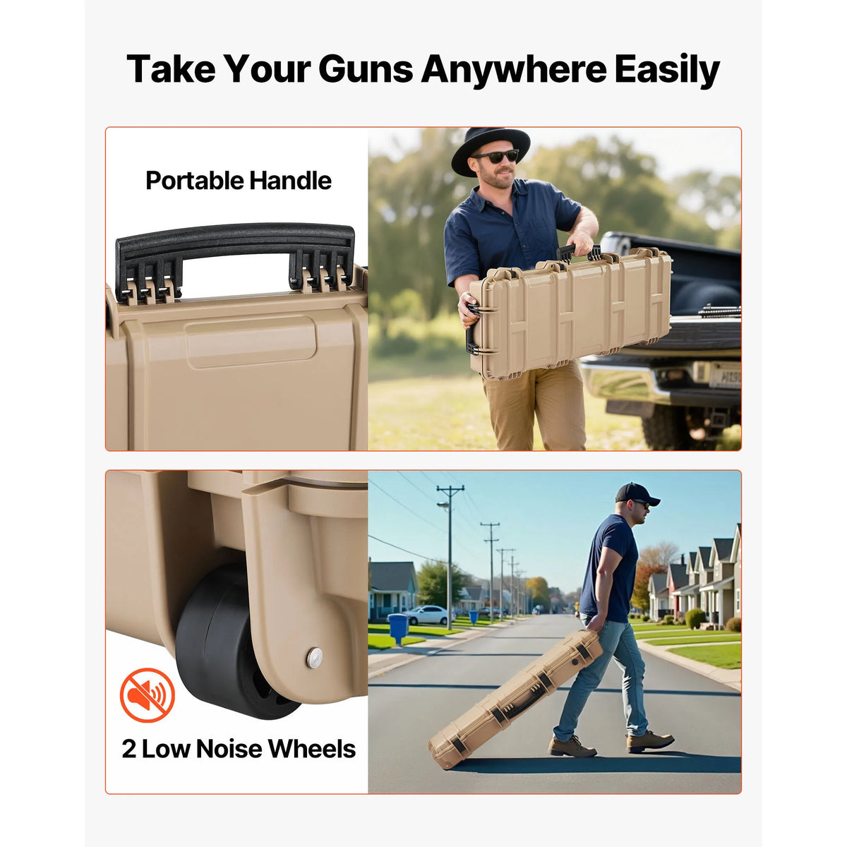 SucceBuy Hard Lockable Rifle Case With Wheels And Protective Foam