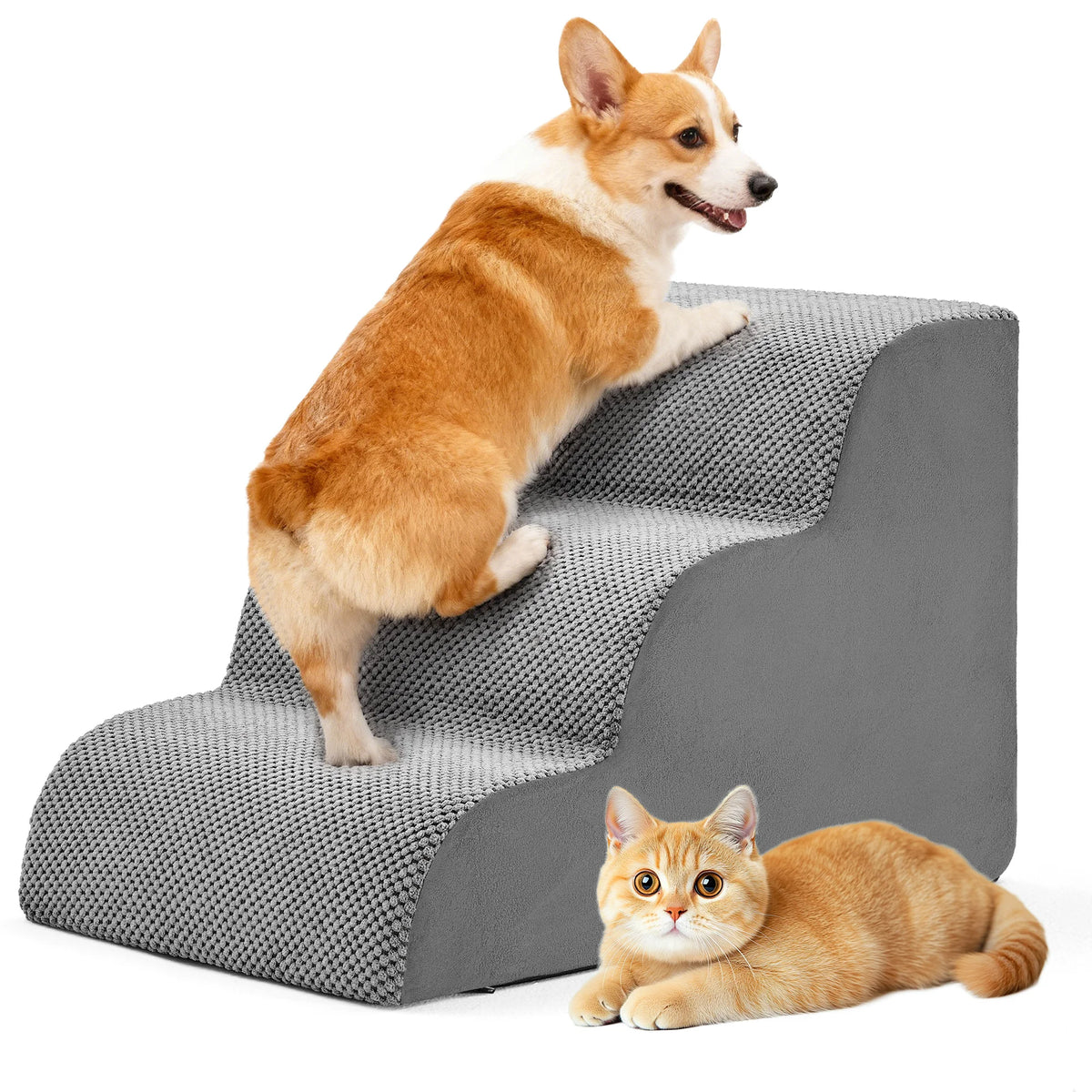 Curved Foam Dog Stairs With Non Slip Platform For Pets