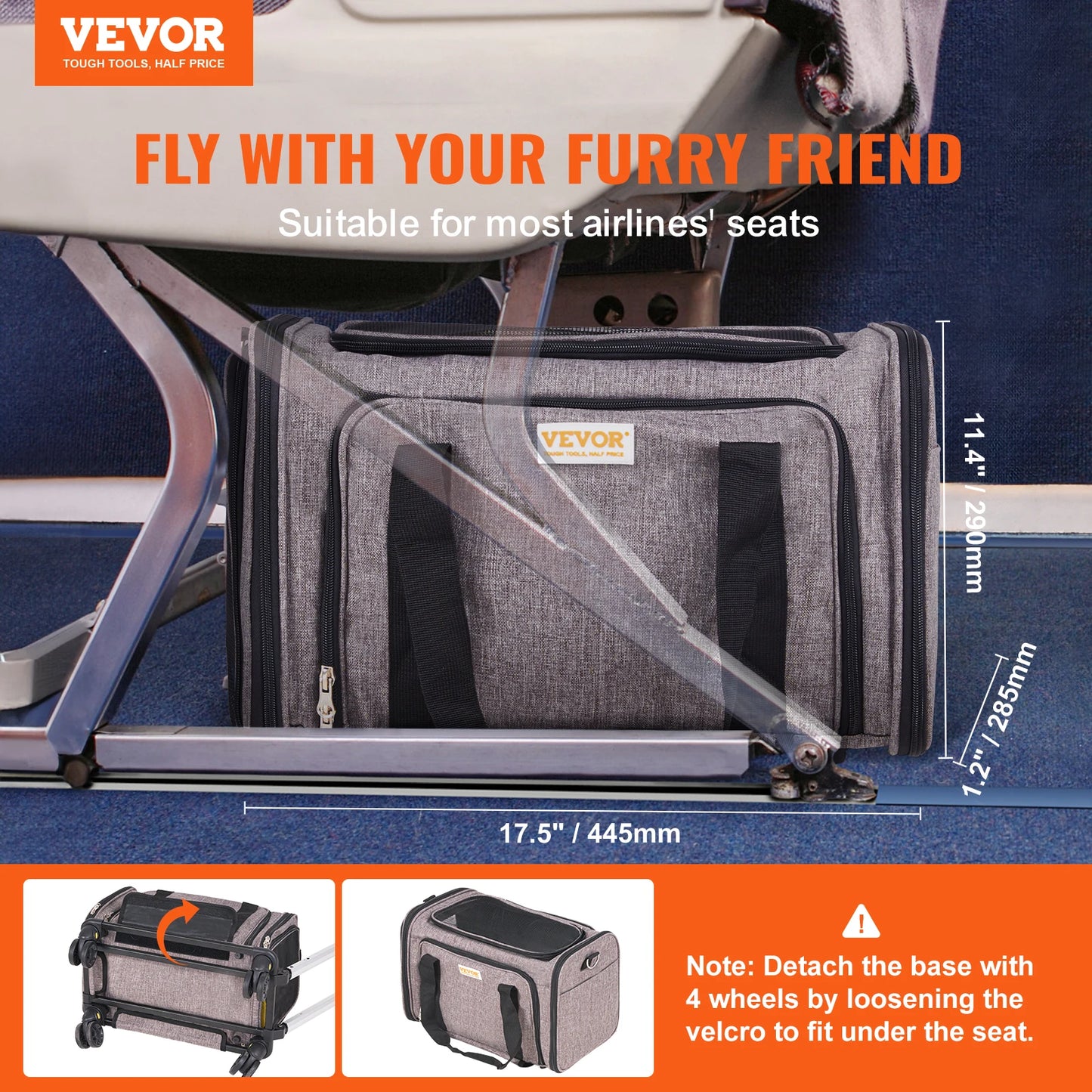 Wheeled Pet Carrier Backpack With Telescopic Handle For Travel