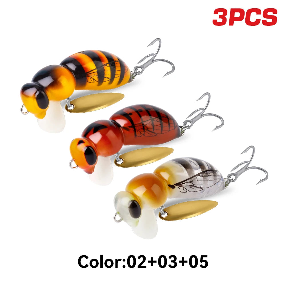 Kingdom Floating Wasp Minnow Fishing Lure With Spinner Hook