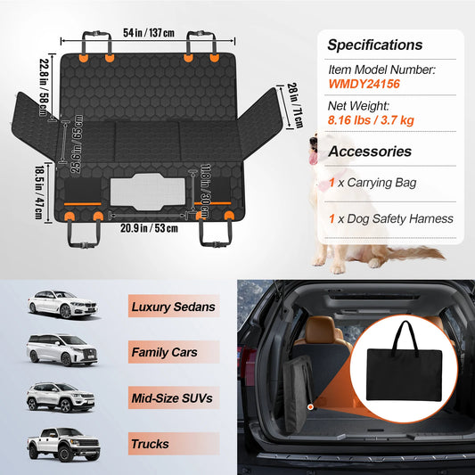SucceBuy Dog Back Seat Extender With Mesh Window And Storage
