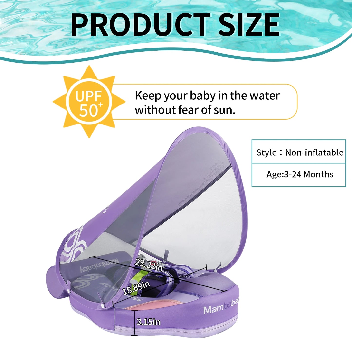 Mambobaby Baby Float Canopy Swimming Ring Infant Pool Toy