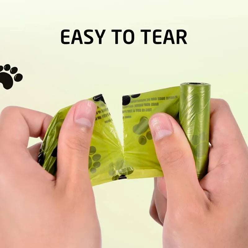 10 Extra Thick Leakproof Dog Poop Bags Paw Print Design