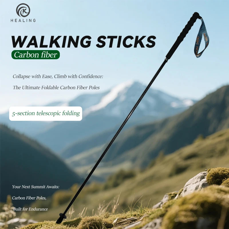 OKHEALING T800 Carbon Fiber Telescopic Hiking Trekking Pole