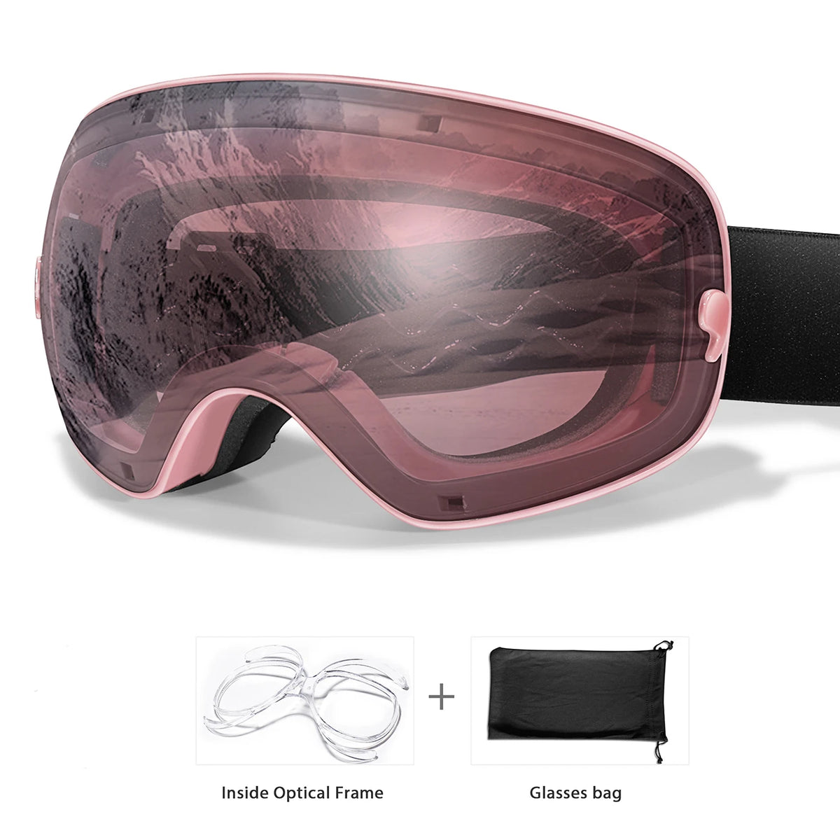 UV400 Antifog Ski Goggles Polycarbonate Lens For Outdoor Sports