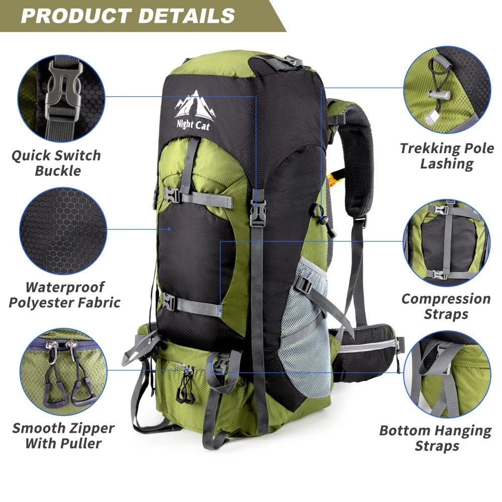 Night Cat Lightweight Hiking Backpack For Outdoor Camping And Travel
