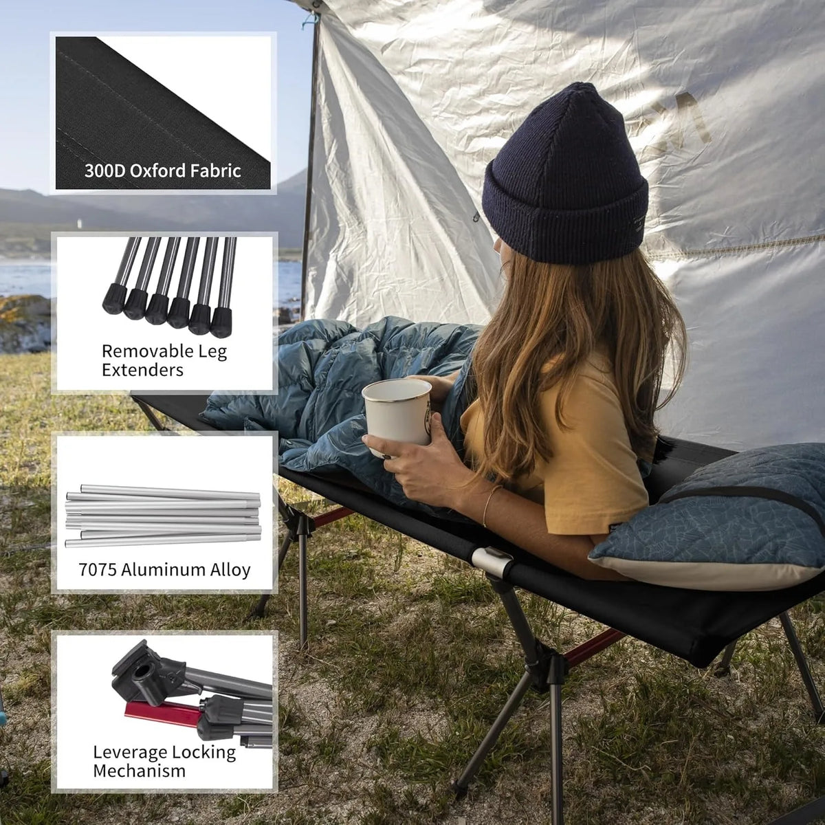 Naturehike Height Adjustable Ultralight Folding Camping Cot