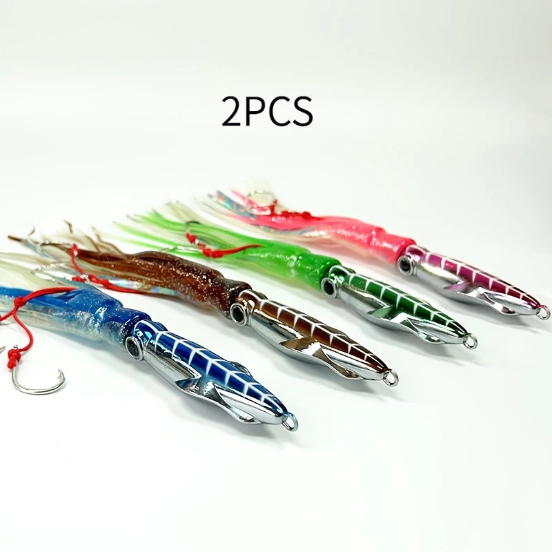 Slow Jig Squid Head Trolling Bait Deep Sea Fishing Lures