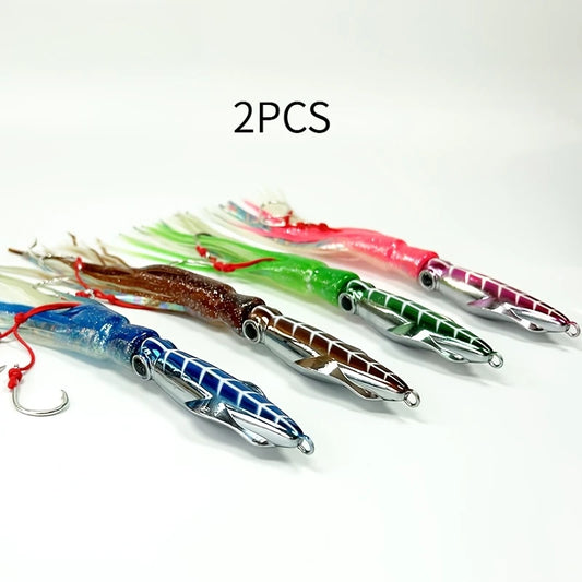Slow Jig Squid Head Trolling Bait Deep Sea Fishing Lures