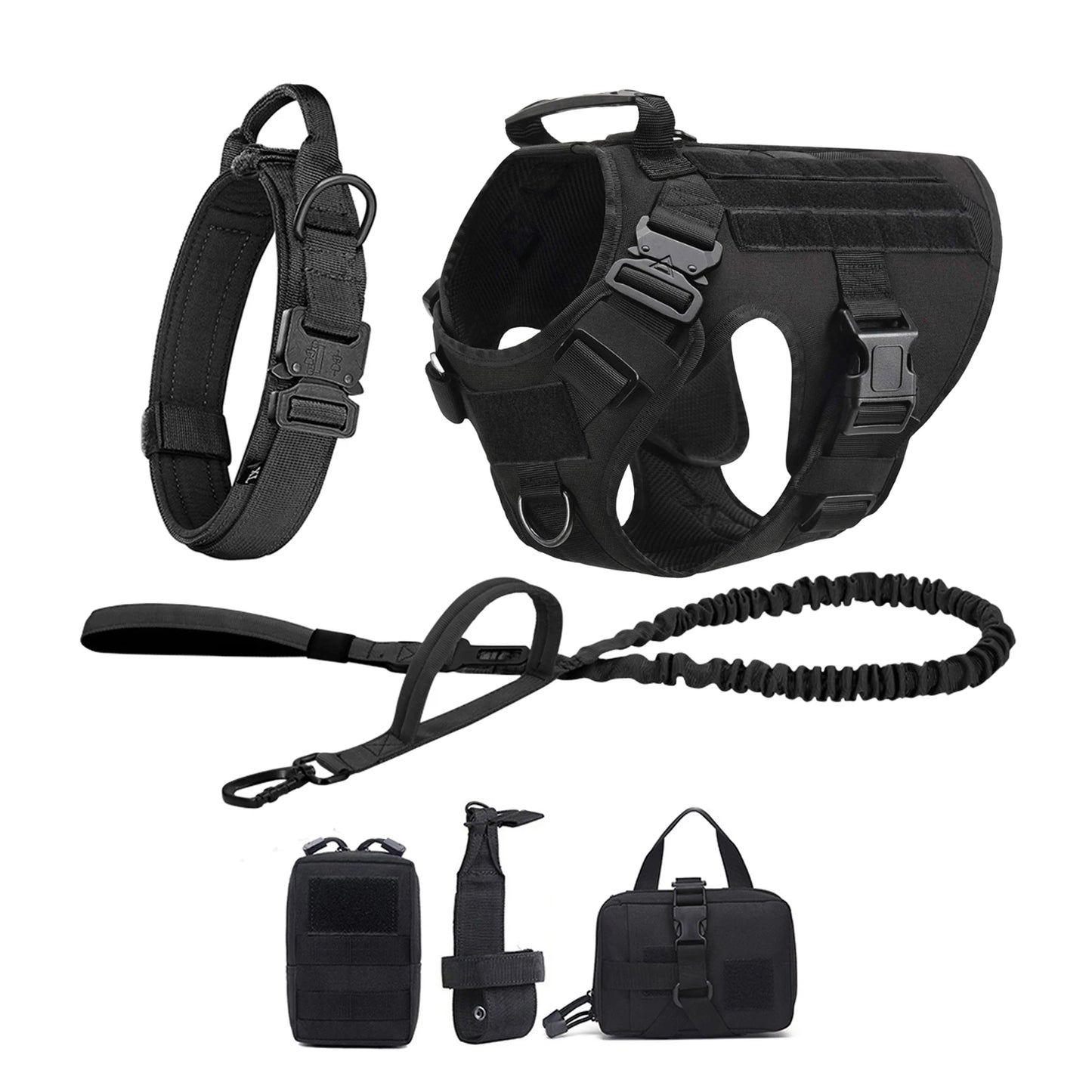 Padded Tactical Dog Harness With Quick Release Molle Pockets
