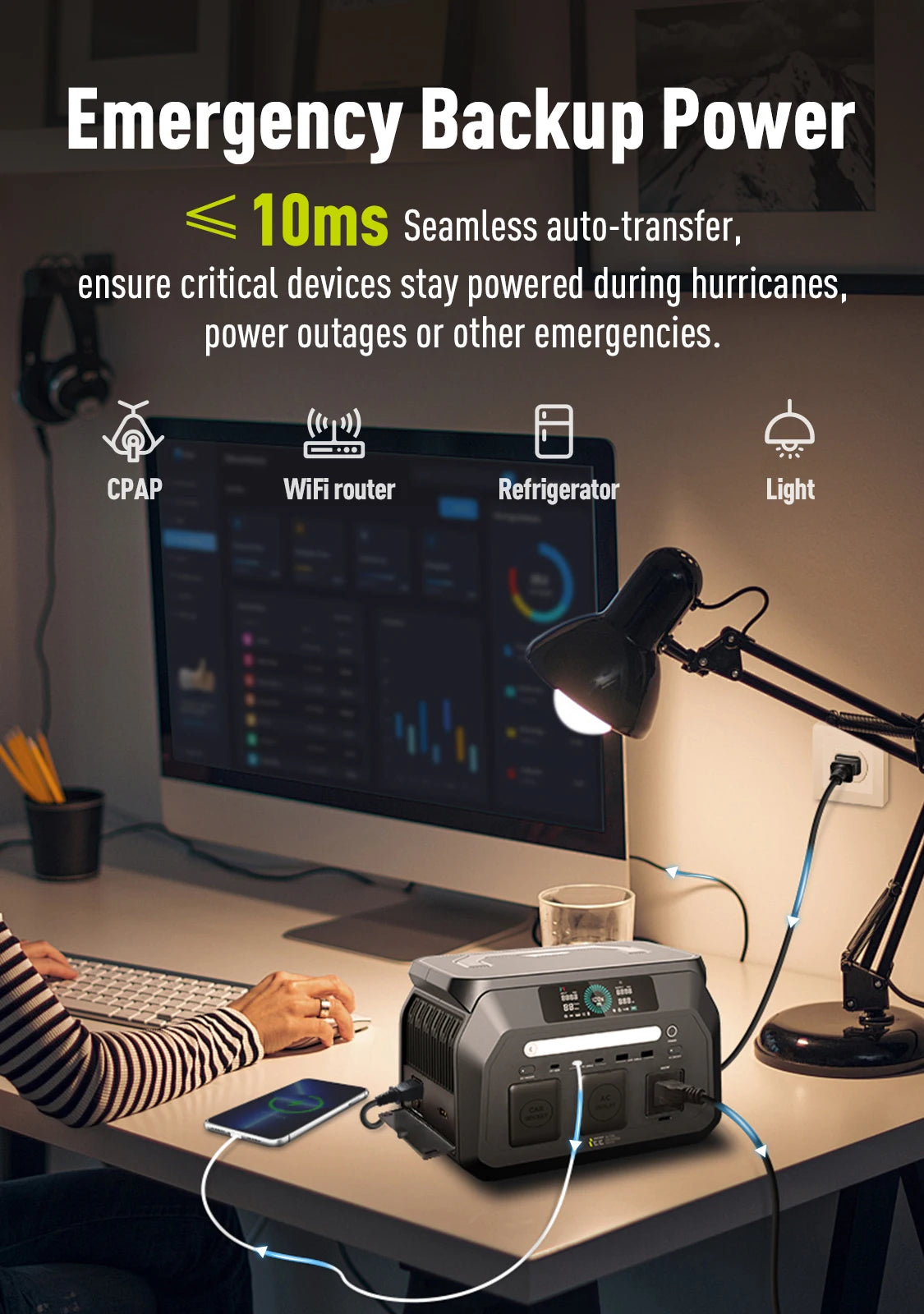 IEE 800W Solar Portable Power Station With LiFePO4 Battery