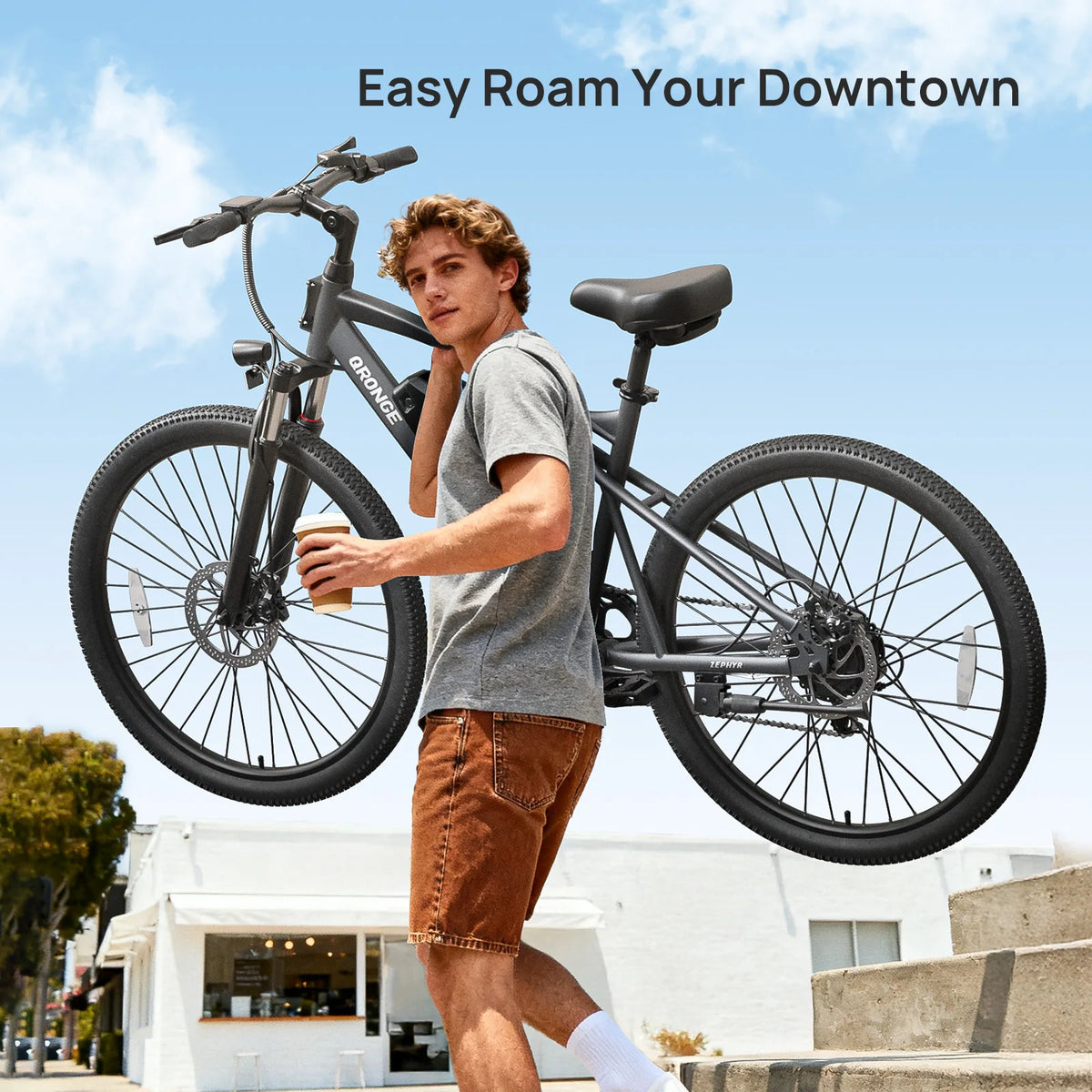 QRONGE Zephyr Full Suspension Electric Bike 1000W Motor