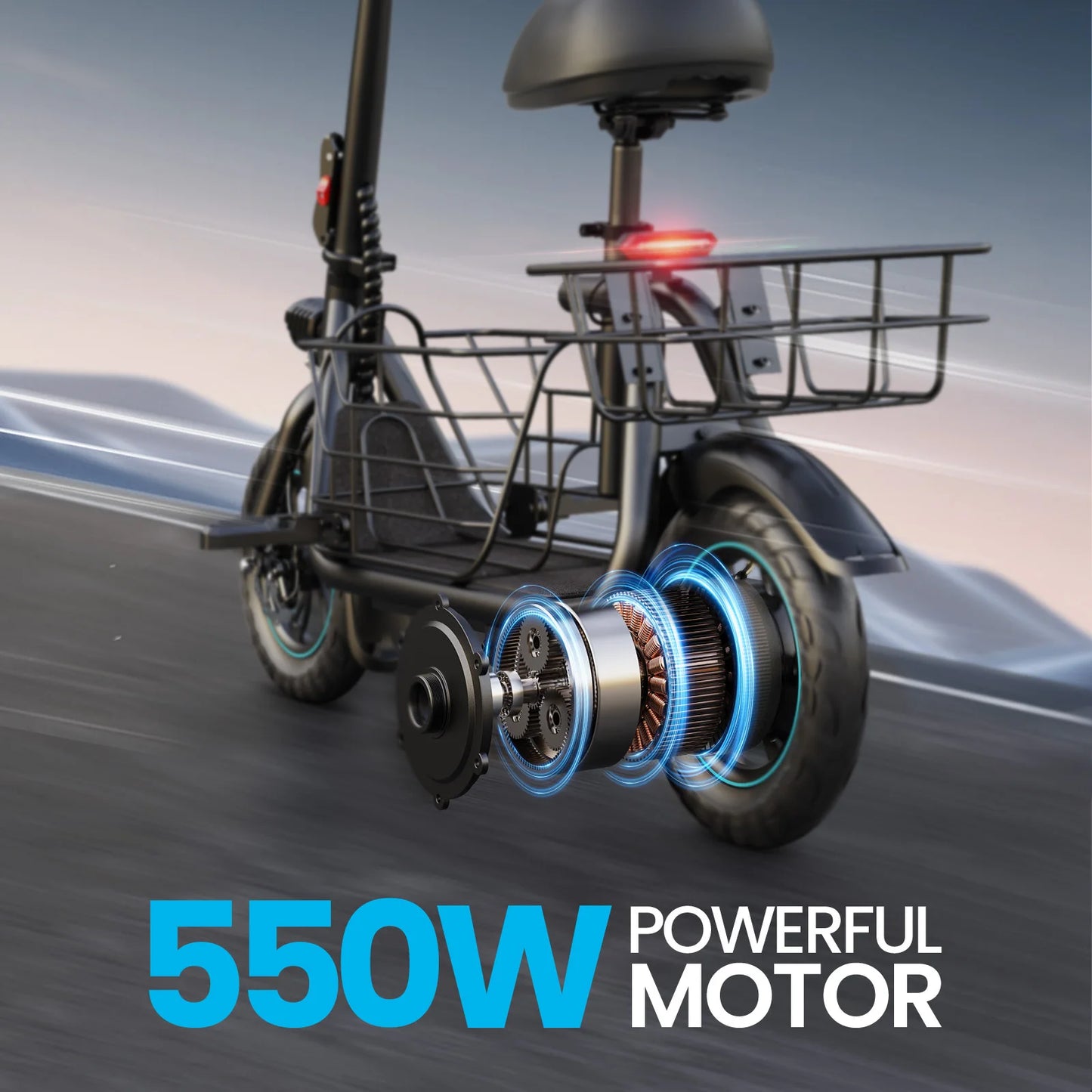 Gyroor Foldable Electric Scooter With Basket For Adults And Pets