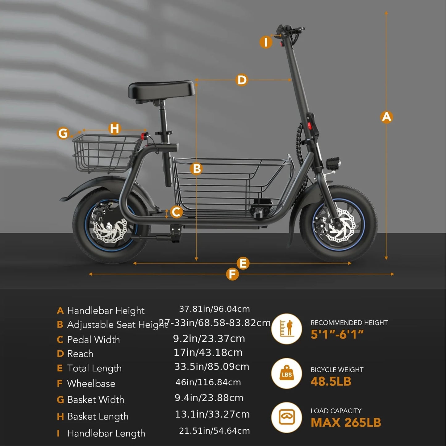 Gyroor Foldable Electric Scooter With Basket For Adults And Pets