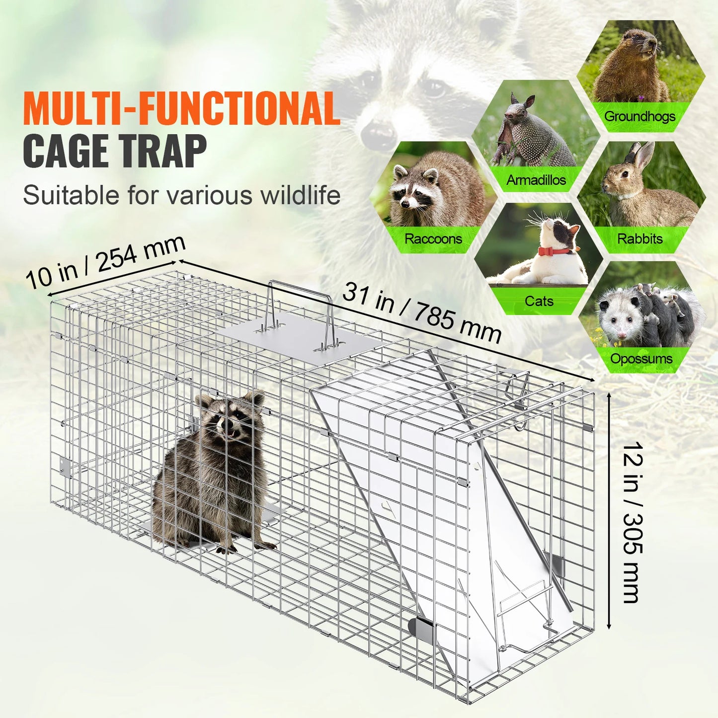 SucceBuy Galvanized Iron Humane Live Animal Cage Trap