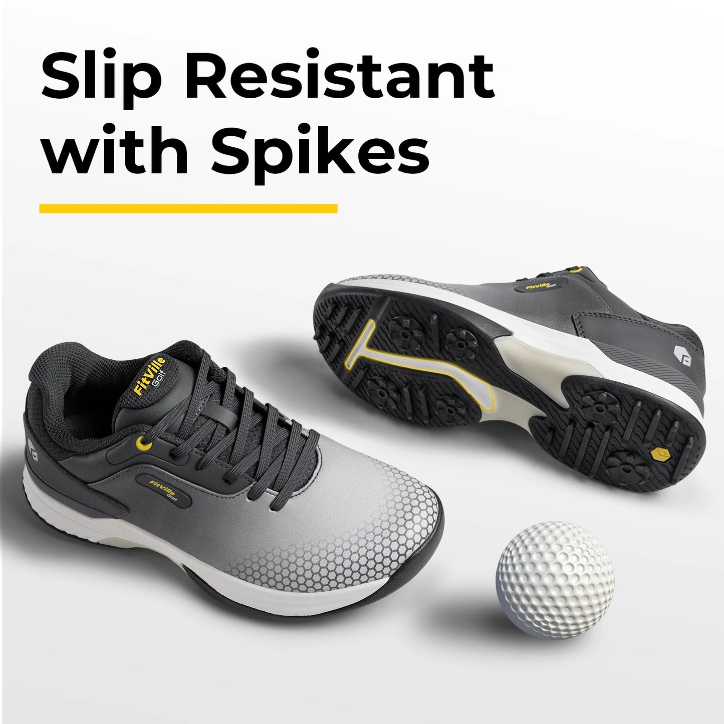 FitVille Men Wide Comfortable Golf And Pickleball Walking Shoes