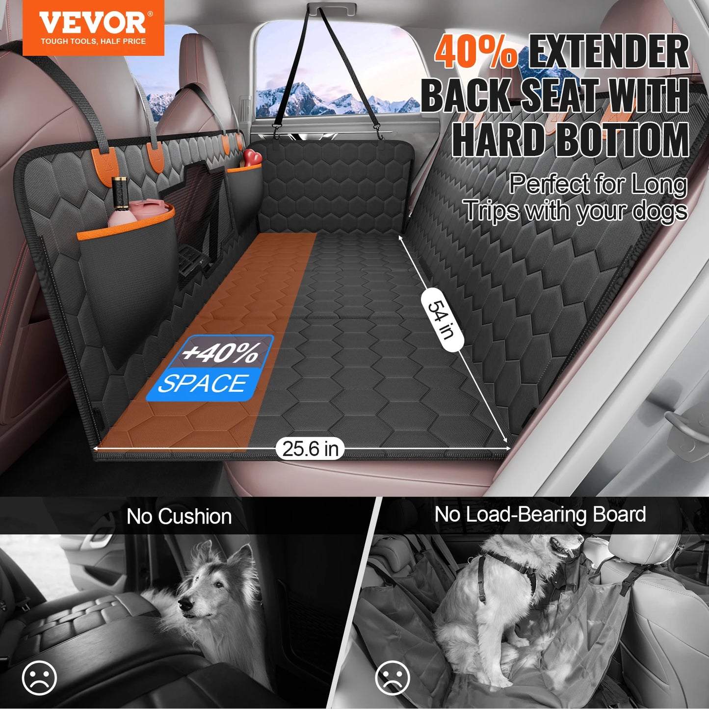 SucceBuy Dog Back Seat Extender With Mesh Window And Storage
