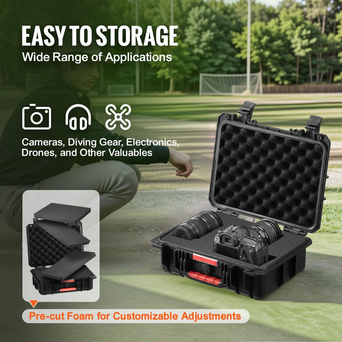 SucceBuy IP67 Waterproof Hard Case With Precut Foam And Handles