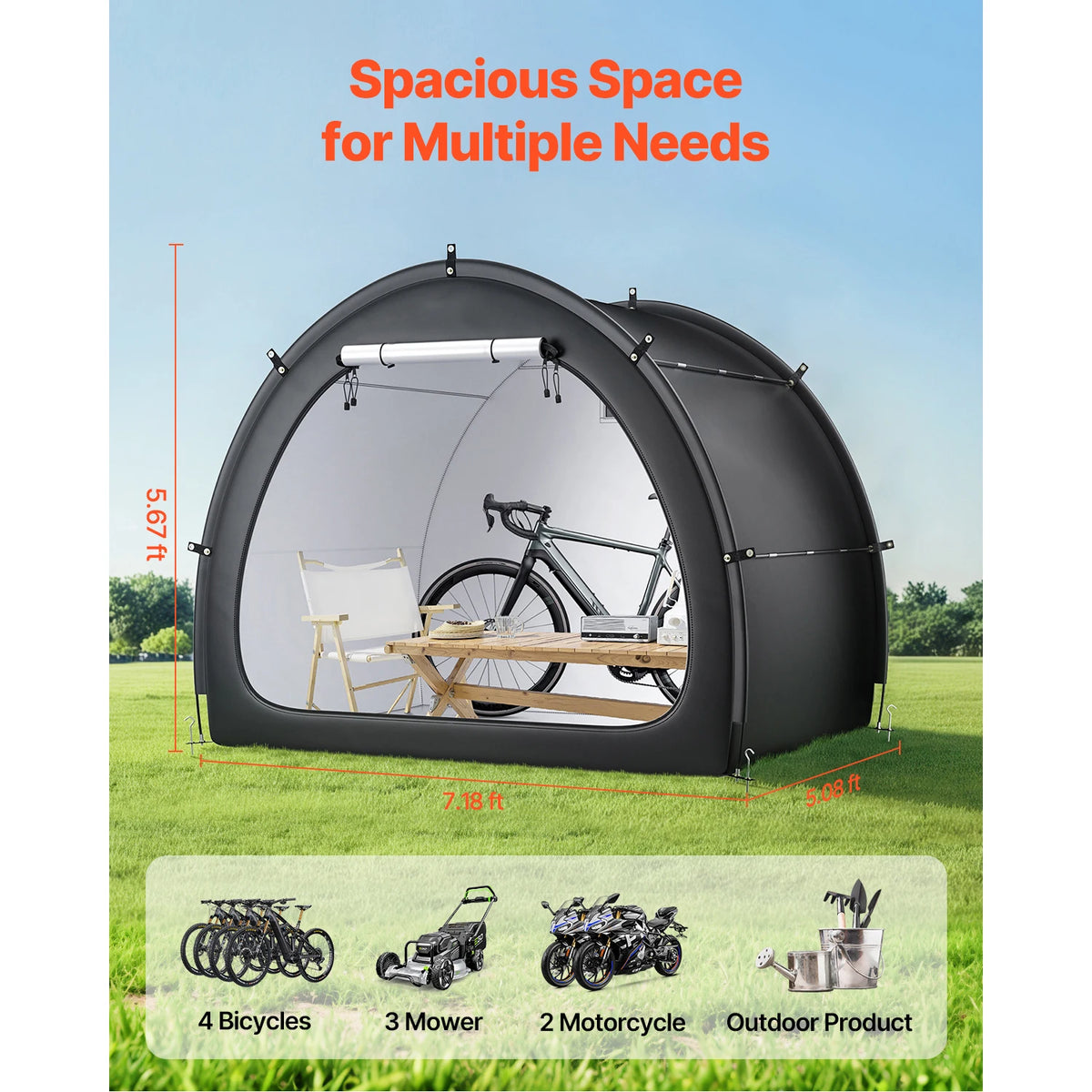 SucceBuy Waterproof Outdoor Bike Storage Tent With Ventilated Roof