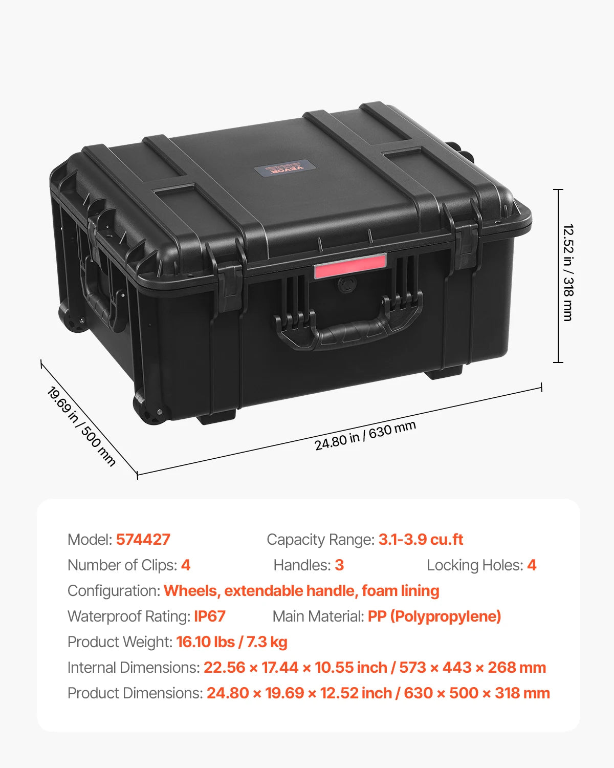 SucceBuy IP67 Waterproof Hard Case With Precut Foam And Handles