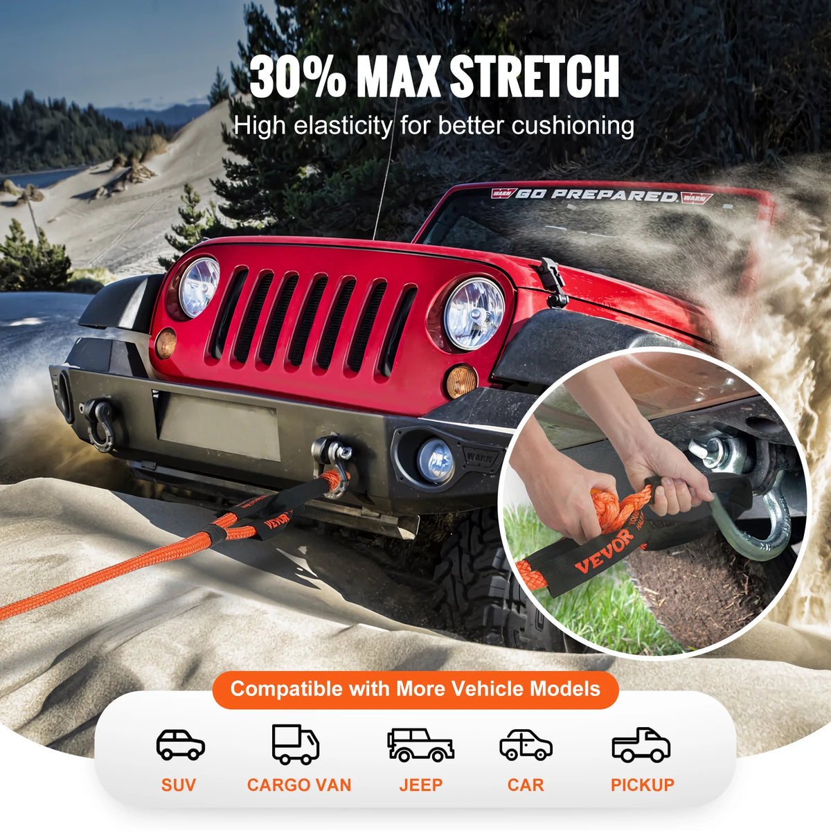 Heavy Duty Nylon Recovery Towing Strap For Off Road Rescue