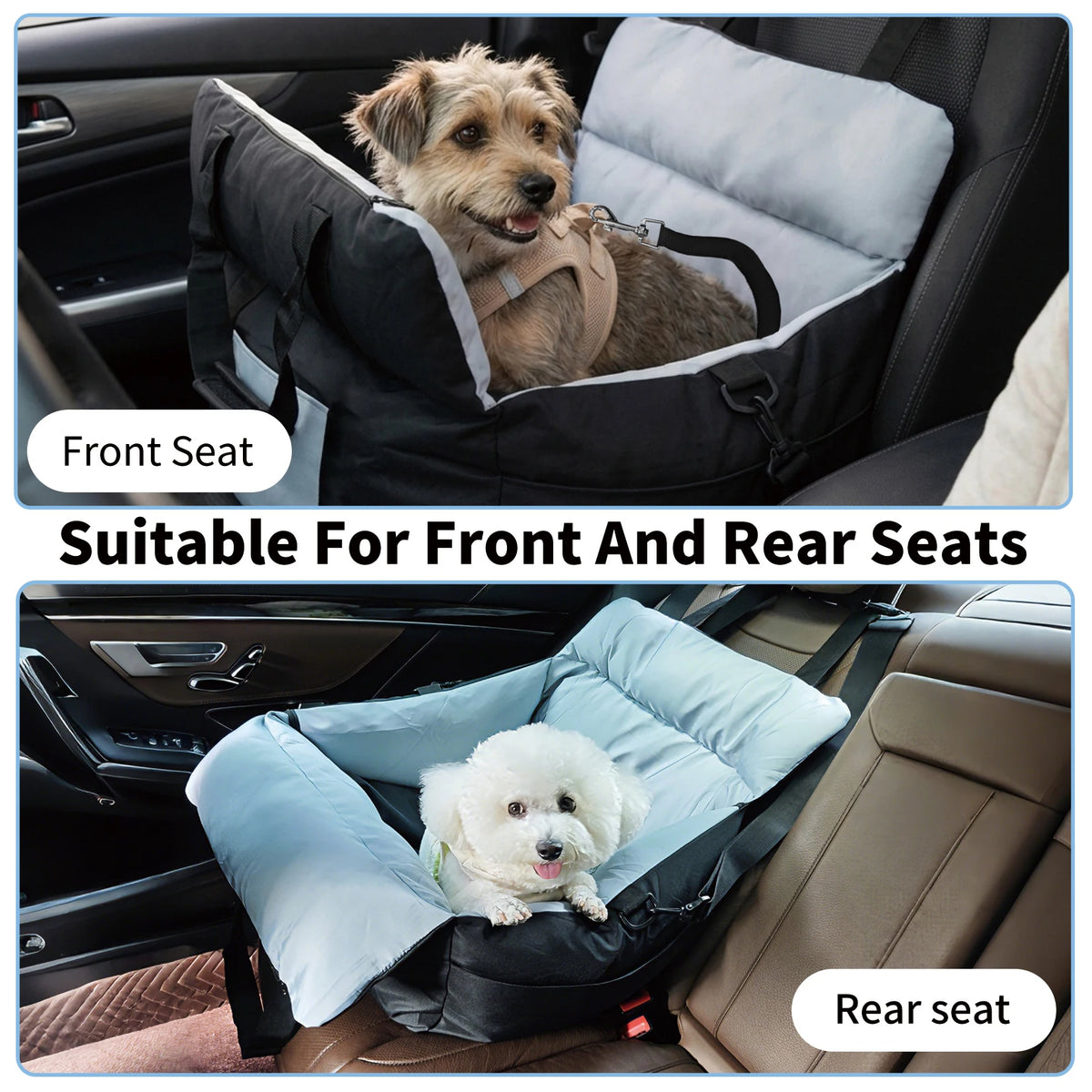 BORWART Dog Car Seat With Safety Belt And Storage Pocket
