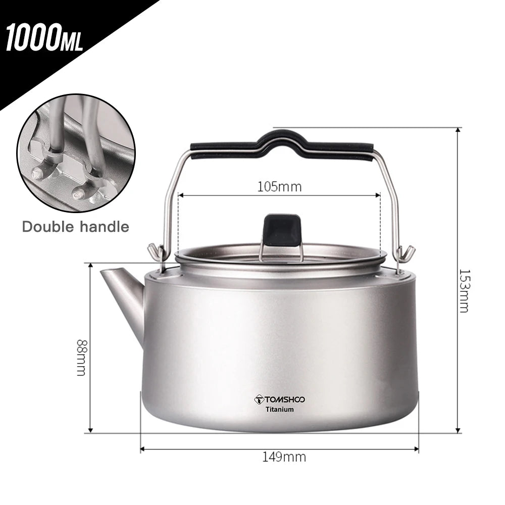 Portable Titanium Camping Ultralight Kettle For Outdoor Hiking And Picnic