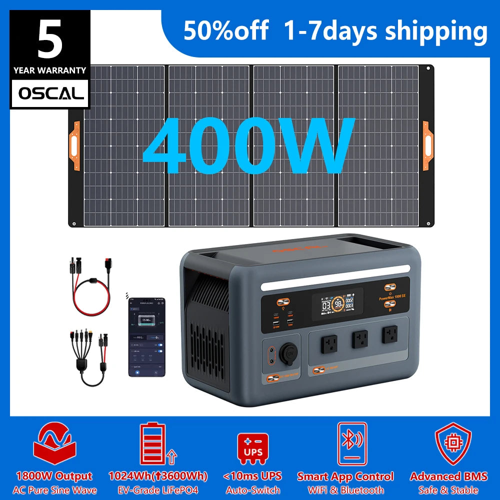 OSCAL PowerMax 1024Wh Portable Power Station With LiFePO4 Battery