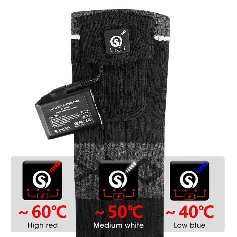 Snowdeer Rechargeable Heated Socks Electric Winter Thermal Cycling Warmth