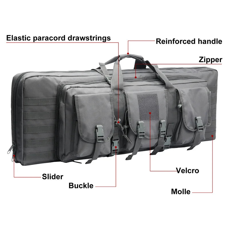 LQARMY Tactical Double Rifle Case Molle Hunting Airsoft Backpack