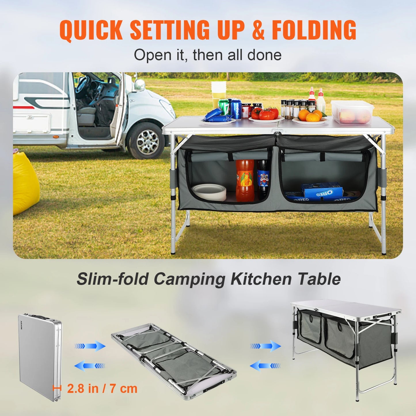 Vevor Portable Mdf Folding Camping Kitchen Table For Picnic Bbq