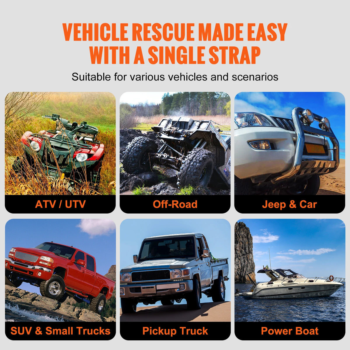 Heavy Duty Nylon Recovery Towing Strap For Off Road Rescue