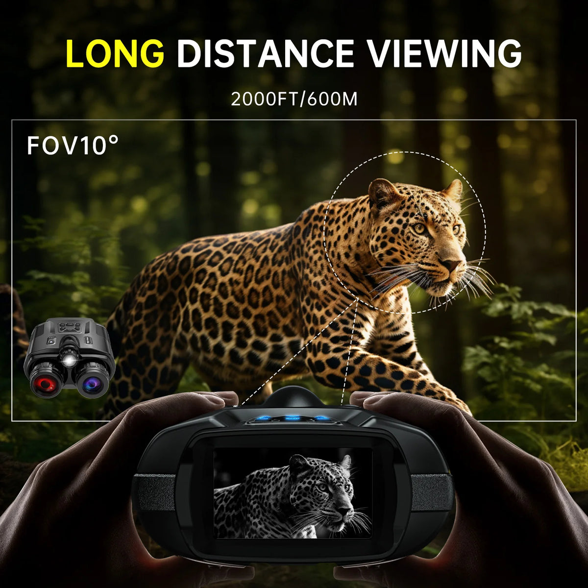 DIYIMIN 8X Night Vision Binoculars Infrared Rechargeable 600M