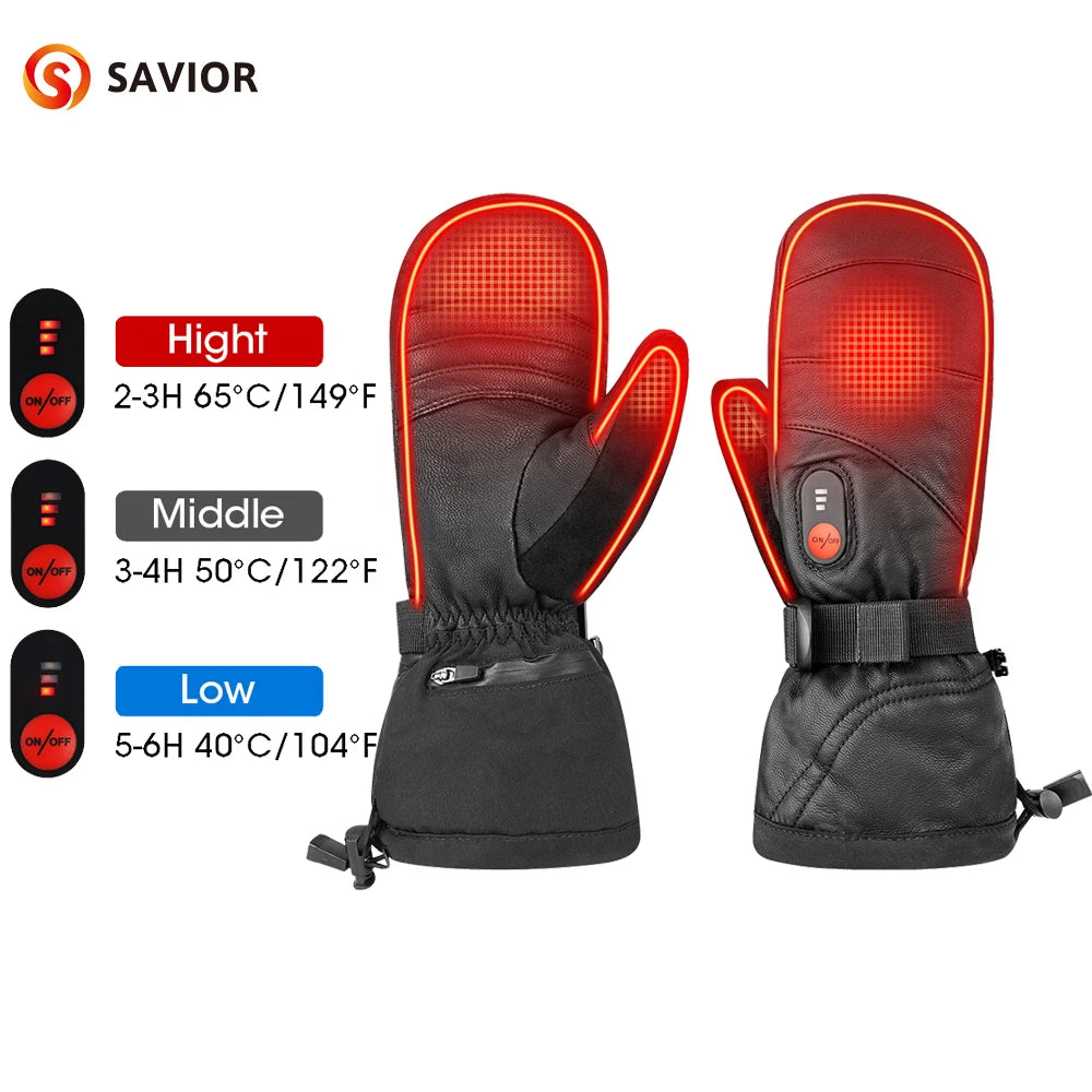 Savior Heat Rechargeable Heated Gloves Touch Screen Waterproof Winter Warmth