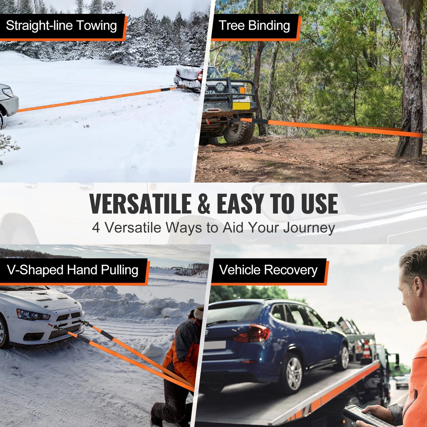 SucceBuy Off Road Winch Recovery Kit With Tow Strap