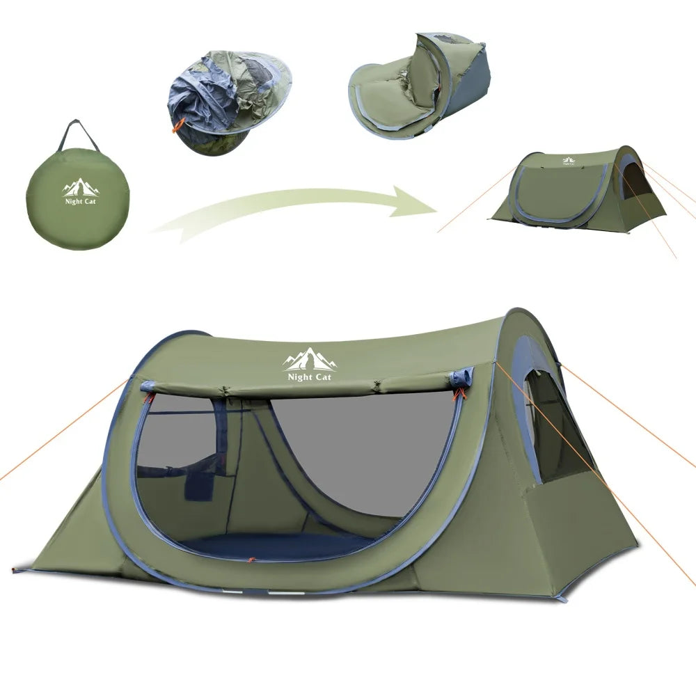 Night Cat Quick Automatic Waterproof Camping Tent With Mosquito Net