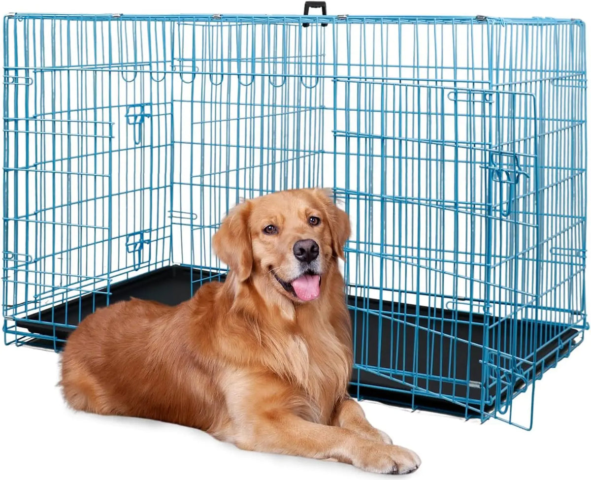 BestPet Foldable Metal Dog Kennel With Heavy Duty Slide Latches