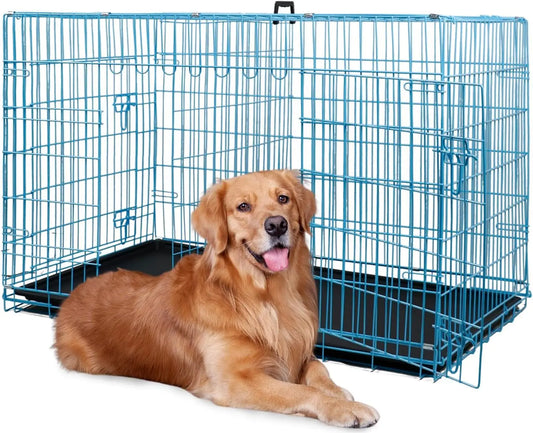 BestPet Foldable Metal Dog Kennel With Heavy Duty Slide Latches