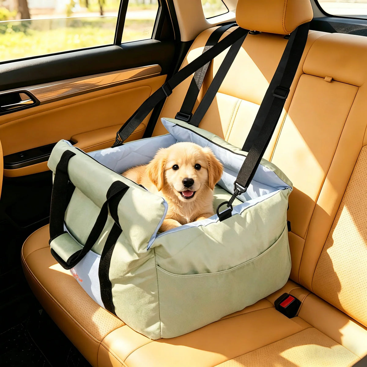Soft Dog Car Seat Travel Carrier With Safety Belt Pocket