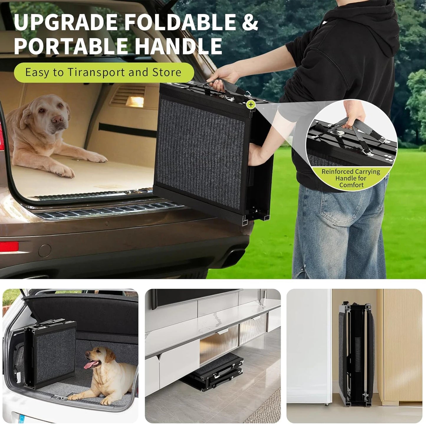 HiMiss Folding Dog Car Ramp With Non Slip Surface Portable