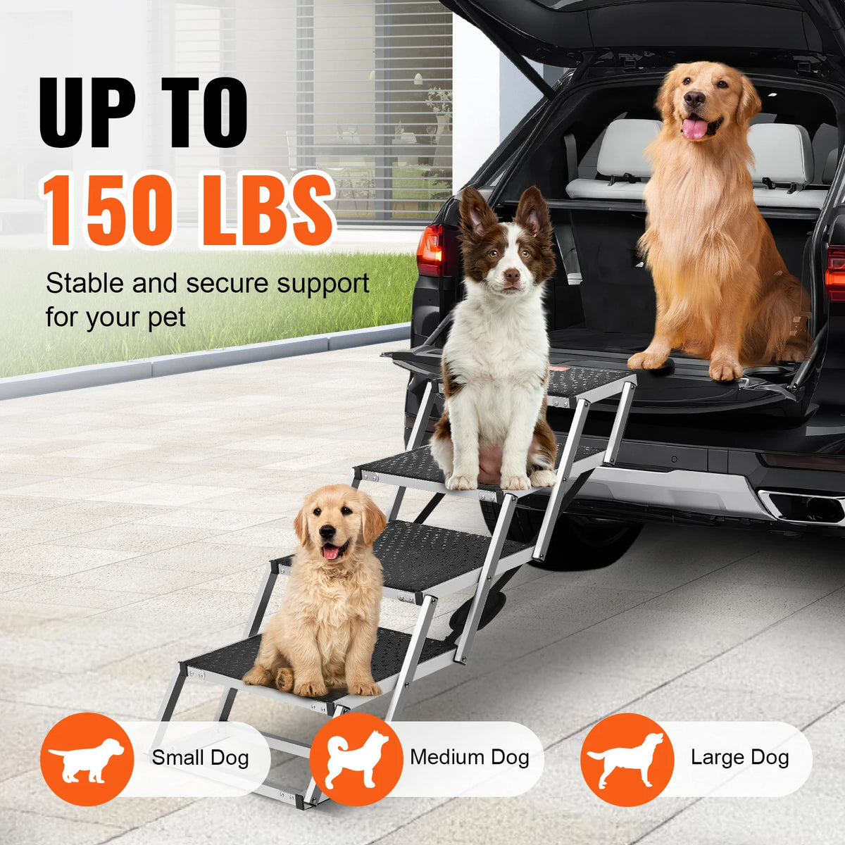 SucceBuy Portable Folding Dog Car Stairs Lightweight Aluminum Steps