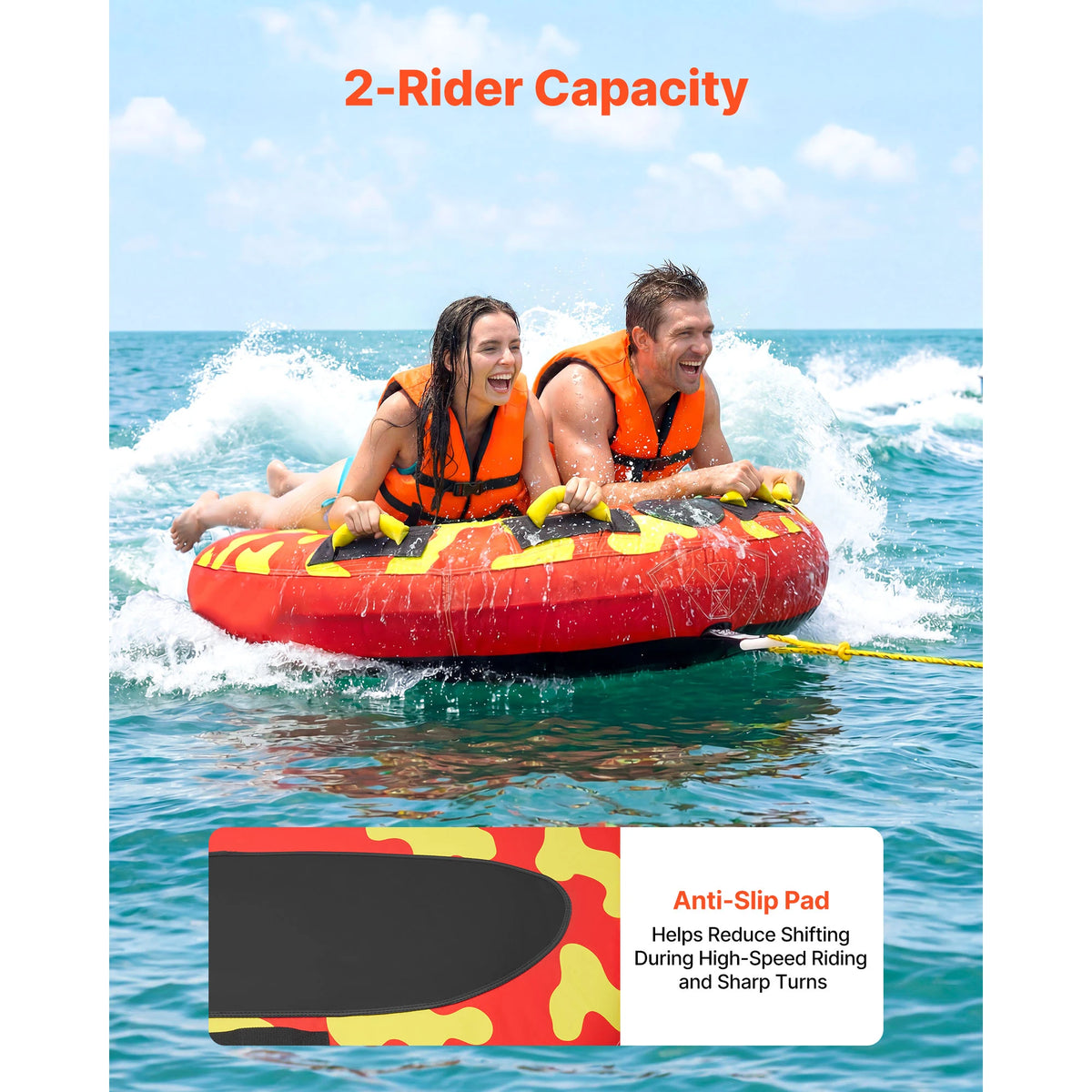 Succebuy Inflatable Towable Tube With Nylon Cover And Handles