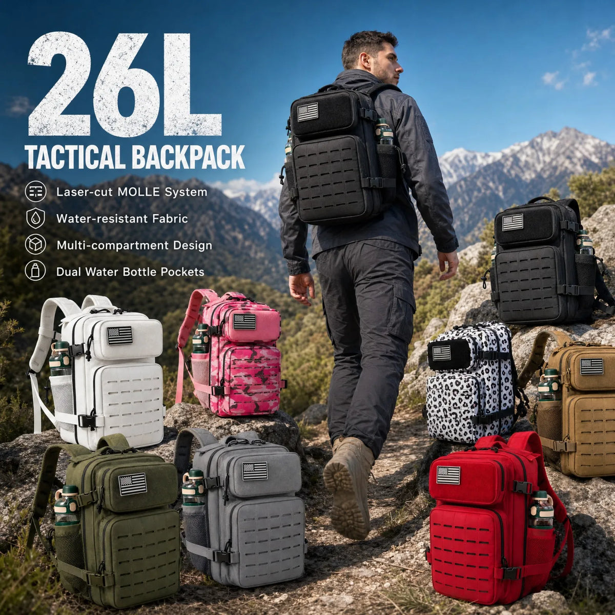 ReFire Gear Tactical Hiking Backpack With Dual Cup Holders