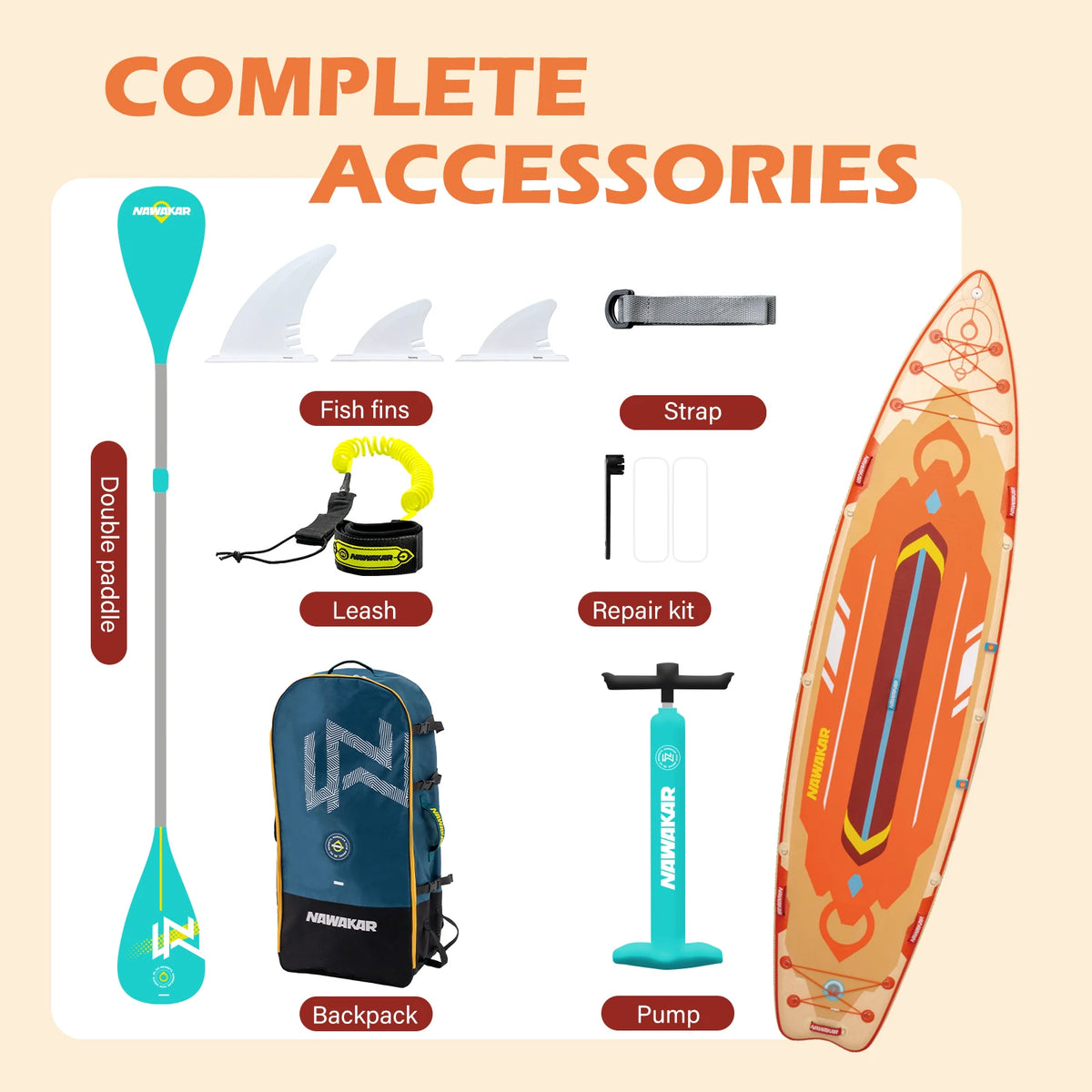 Adult Stand Up Double Layered Reinforced Surfboard Paddleboard for Water Sports